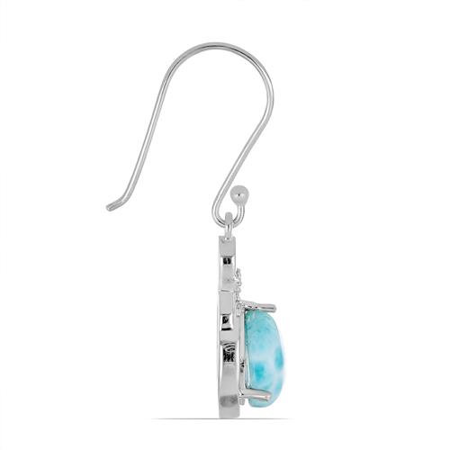 BUY STERLING SILVER LARIMAR WITH WHITE ZIRCON GEMSTONE EARRINGS 